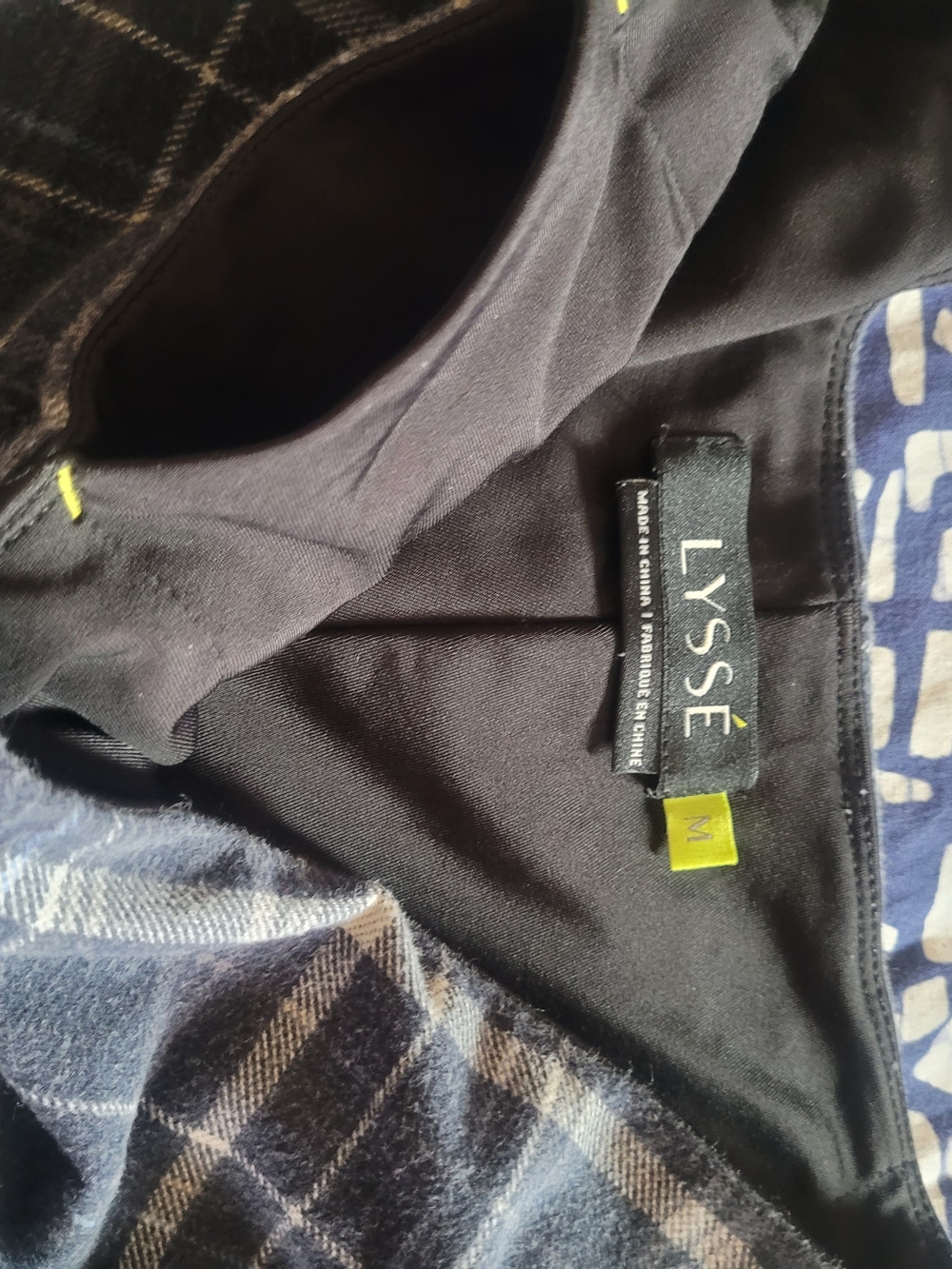 Lysse Women's Black And Blue Plaid Stretch Pants, Size Medium
